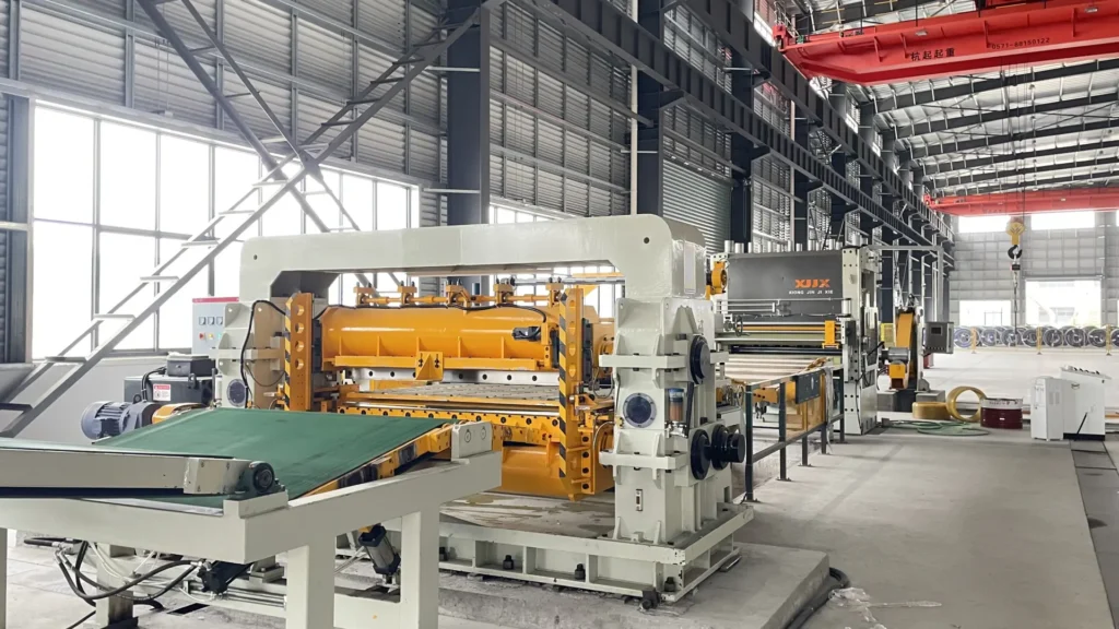 rotary shear cut to length line with conveying and stacking section
