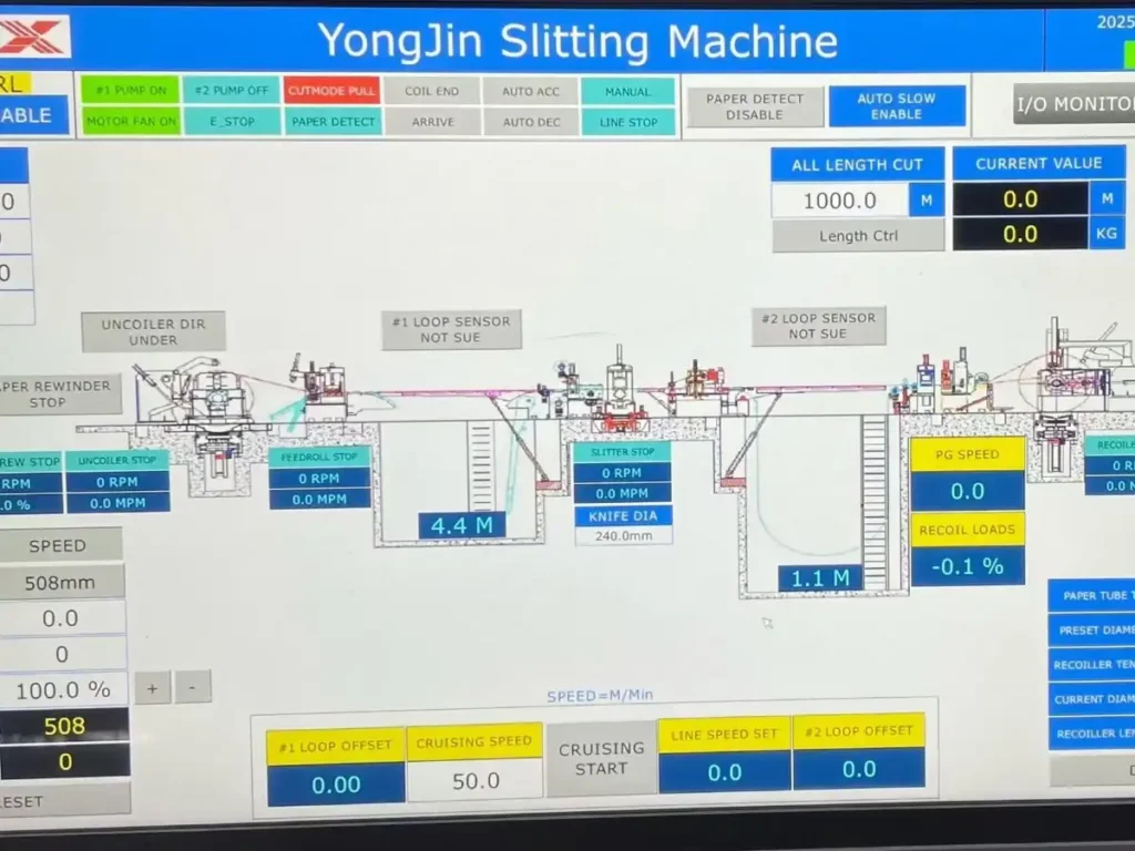 XIONGJIN slitting line HMI interface for remote technical support