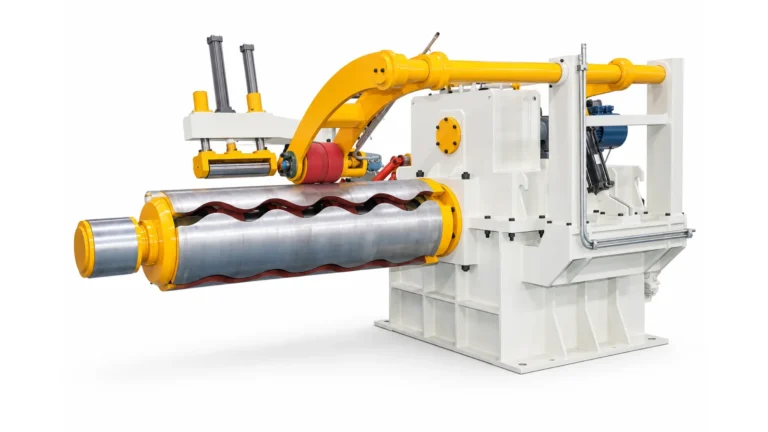 Hydraulic decoiler of the XIONGJIN 1650 stop shear cut-to-length line.