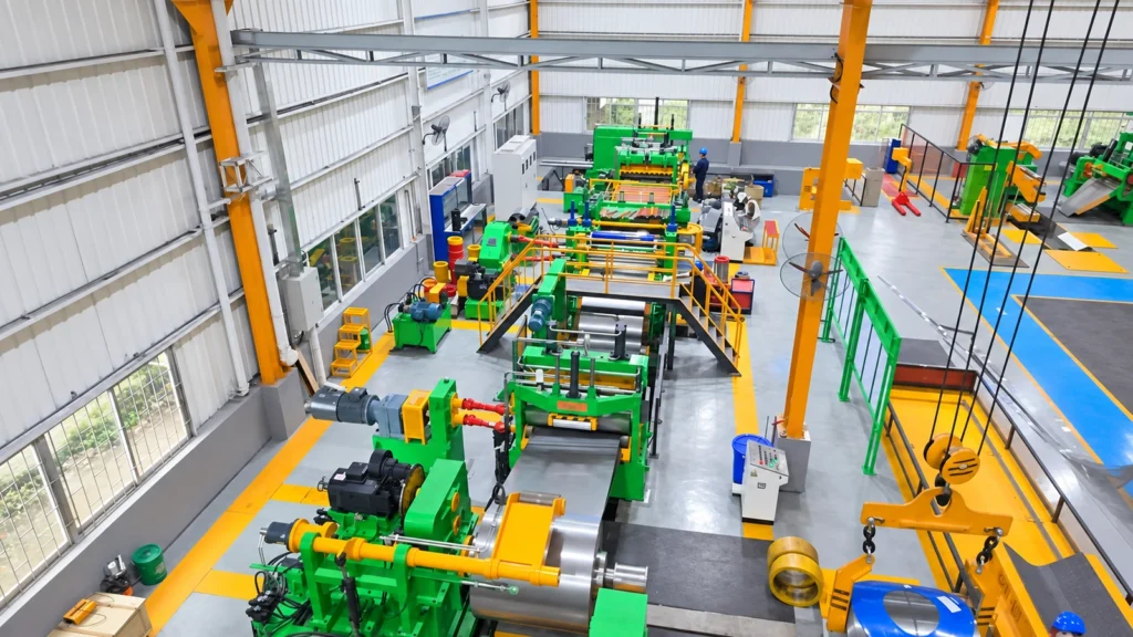 Panoramic view of the 1350 high precision stainless steel slitting line