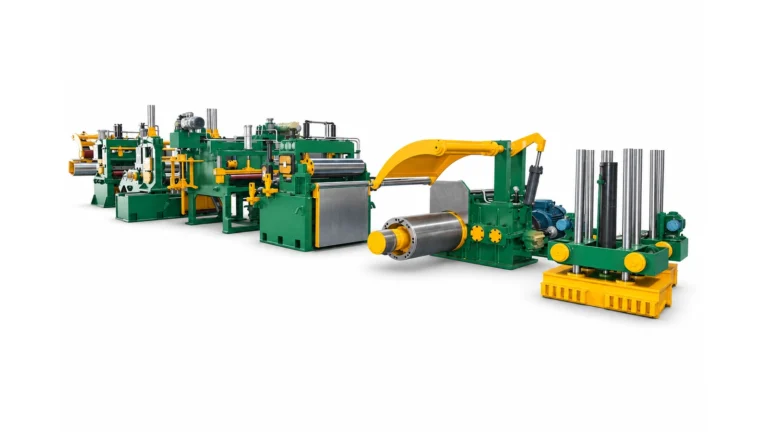 Full view of the 650 thin-gauge high-precision slitting line and recoiler