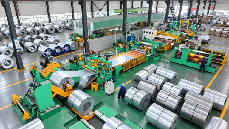1650 aluminium coil slitting line overview in XIONGJIN workshop