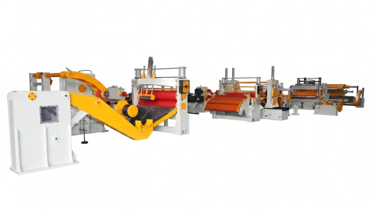 Full view of XIONGJIN 1650 thin-gauge coil slitting line with recoiling section