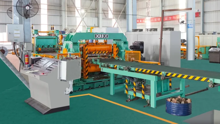 Flying shear cut-to-length line maintaining continuous strip travel through leveling and cutting